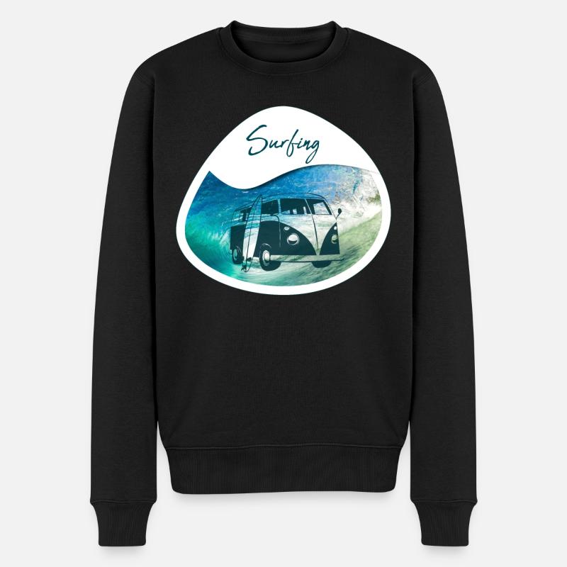 Bus de surf - design - Pull Premium bio Homme - noir