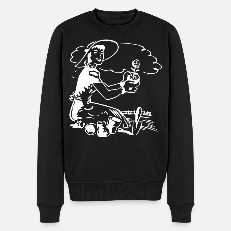 Gärtnerin - Garten - Männer Premium Bio Pullover - Schwarz