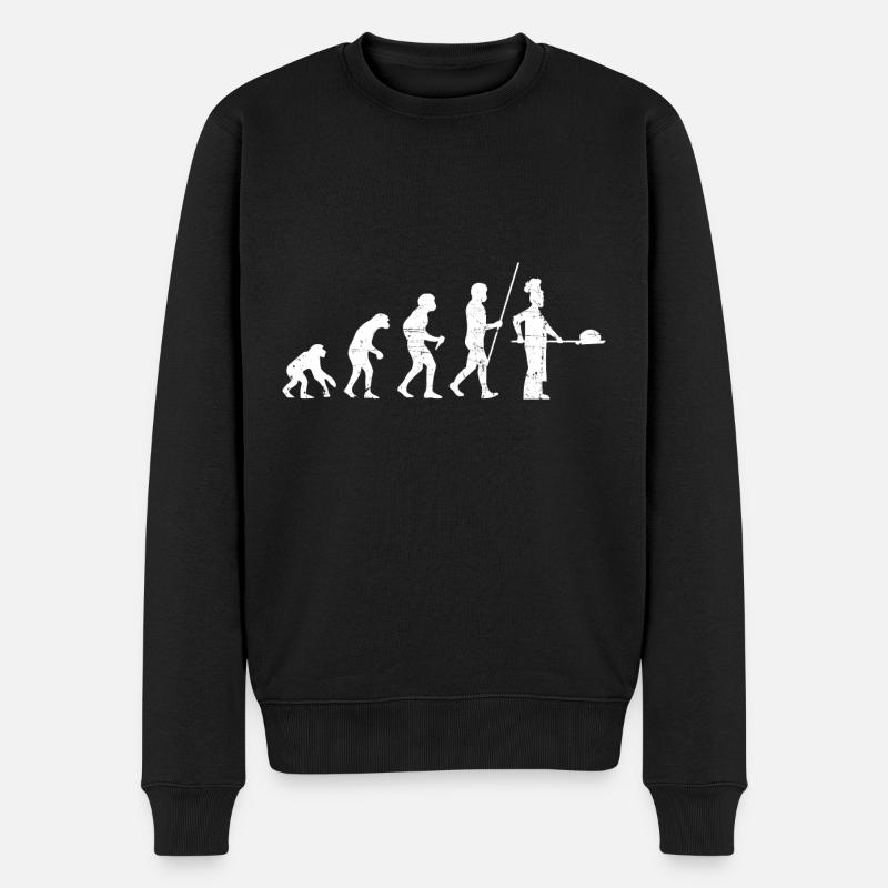 Bäcker Evolution Distressed Look - Männer Premium Bio Pullover - Schwarz