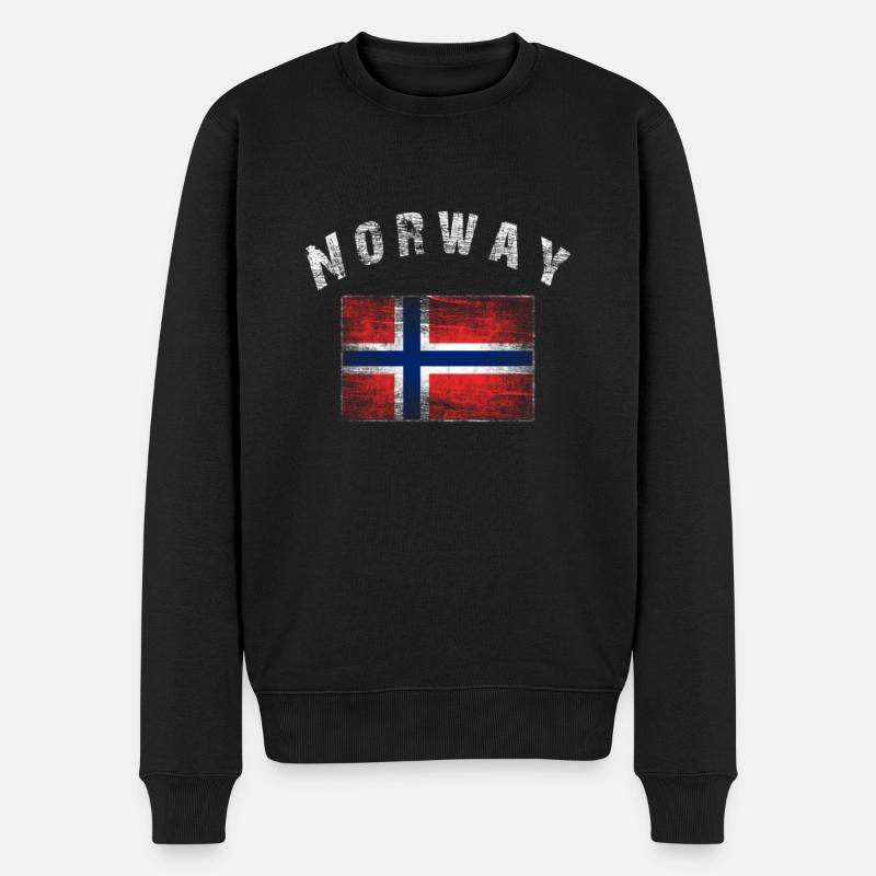 Norway - Norwegische Flagge - Männer Premium Bio Pullover - Schwarz