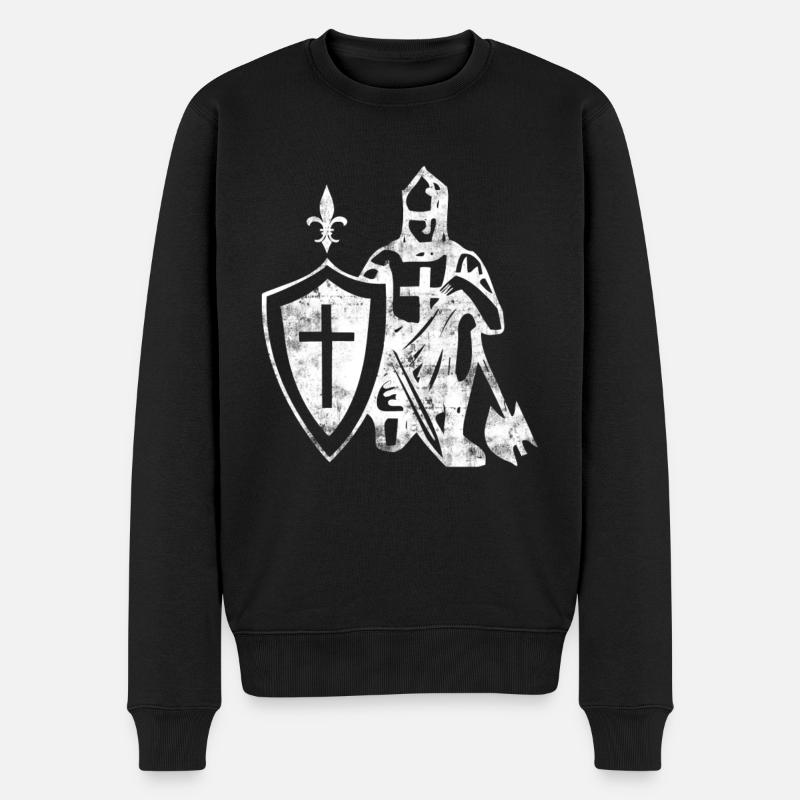 Kreuzritter - Männer Premium Bio Pullover - Schwarz