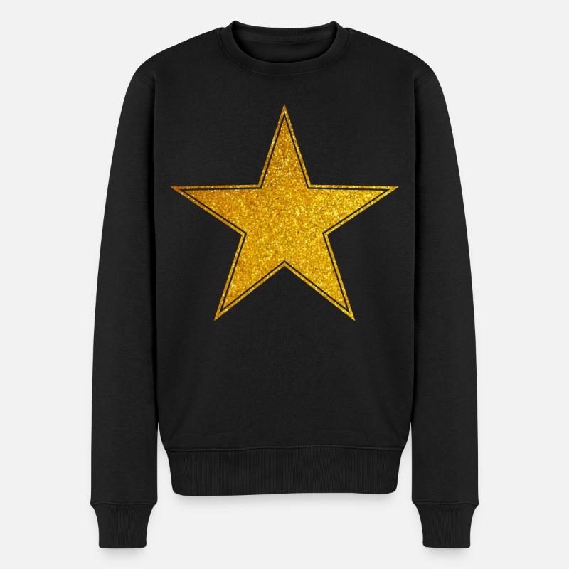 Star Gold Graphic Star - Männer Premium Bio Pullover - Schwarz
