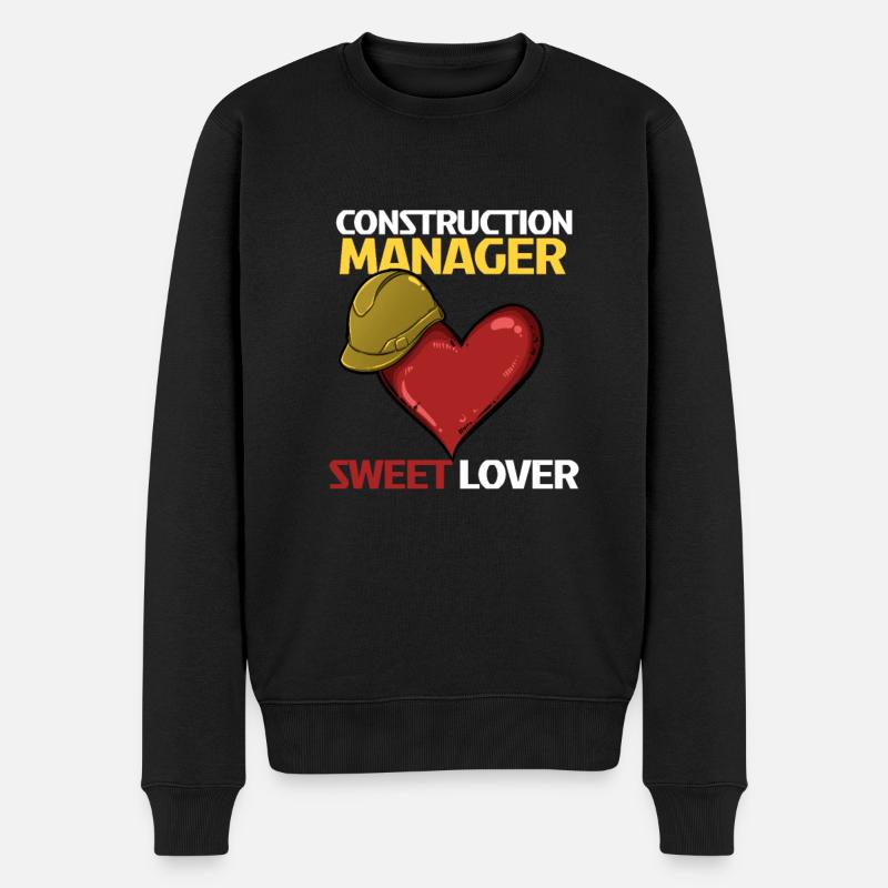 Bauarbeiter Herz Liebe Design - Männer Premium Bio Pullover - Schwarz