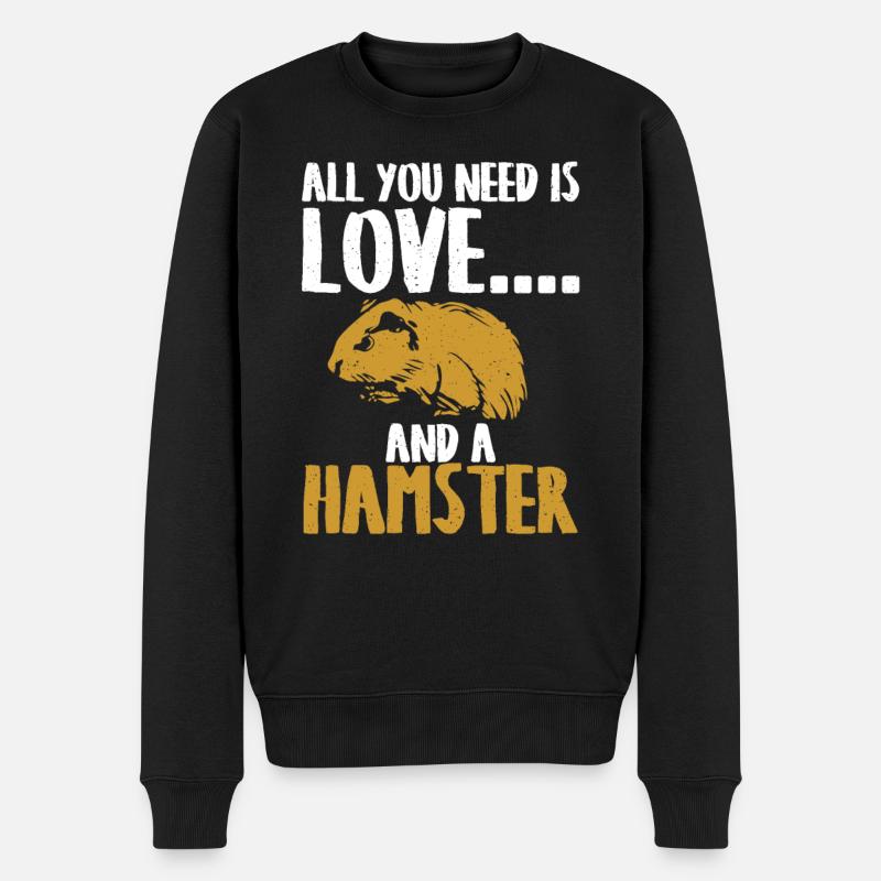 Motif affectueux et hamster - Pull Premium bio Homme - noir