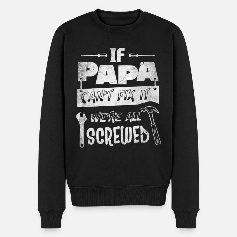 Outils et Architecture Motif Papa - Pull Premium bio Homme - noir