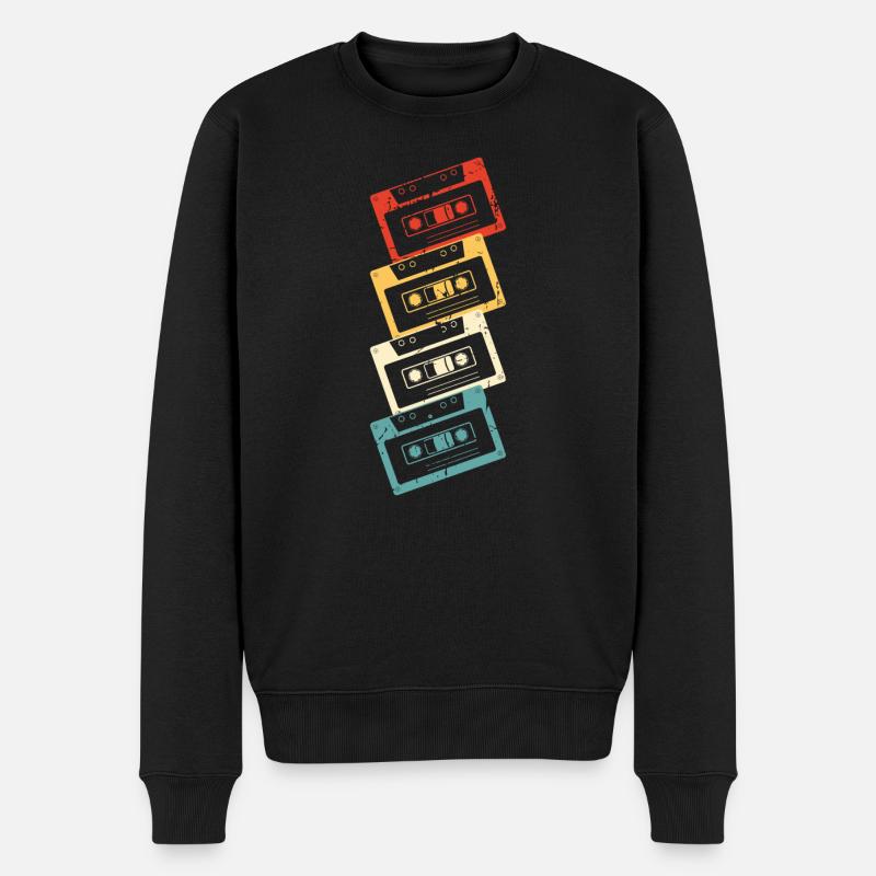 80er Jahre Musik - Männer Premium Bio Pullover - Schwarz