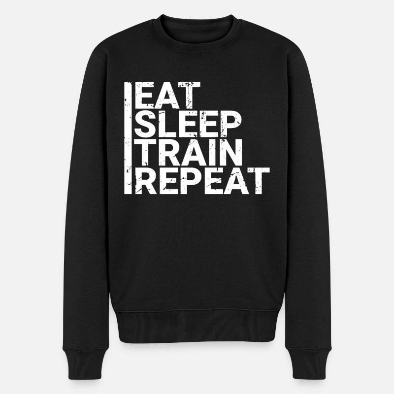 Manger dormir train répéter - Pull Premium bio Homme - noir