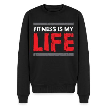 Fitness Spruch - Männer Premium Bio Pullover - Schwarz - Vorne - Nico (187cm)