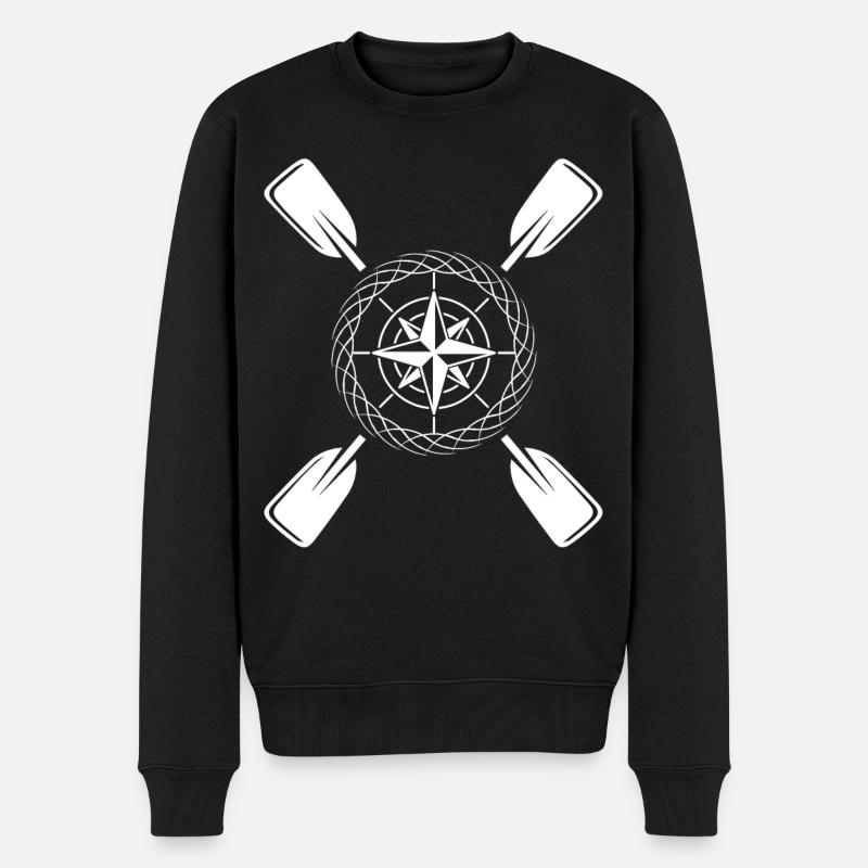 Kajak Paddel Kompass - Männer Premium Bio Pullover - Schwarz