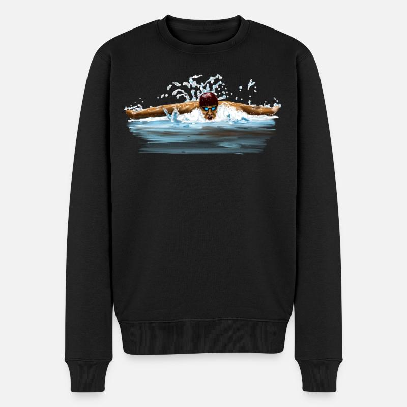 Schwimmer - Männer Premium Bio Pullover - Schwarz