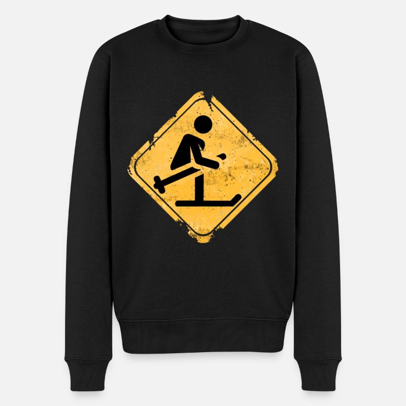 Panneau d’avertissement de Grunge Ski Crossing - Pull Premium bio Homme - noir