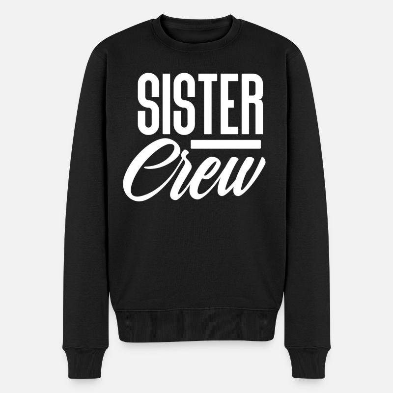 Sister Schwester Crew - Männer Premium Bio Pullover - Schwarz