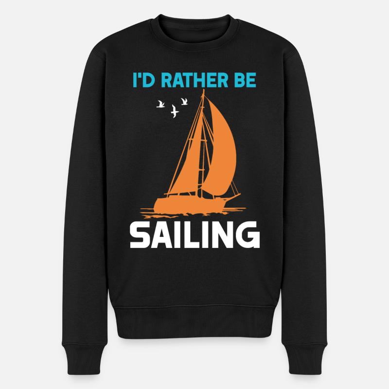 I'd rather be Sailing - Männer Premium Bio Pullover - Schwarz