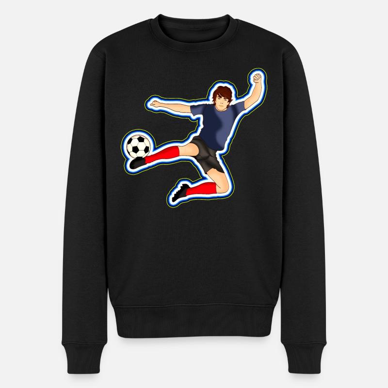 Fussballspieler - Männer Premium Bio Pullover - Schwarz