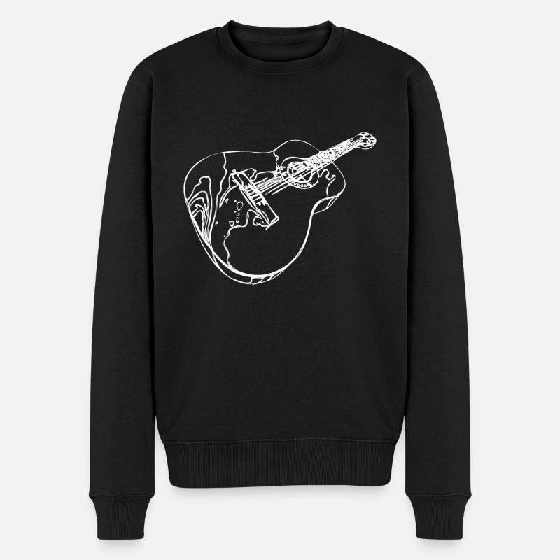Gitarre Zeichnung - Männer Premium Bio Pullover - Schwarz
