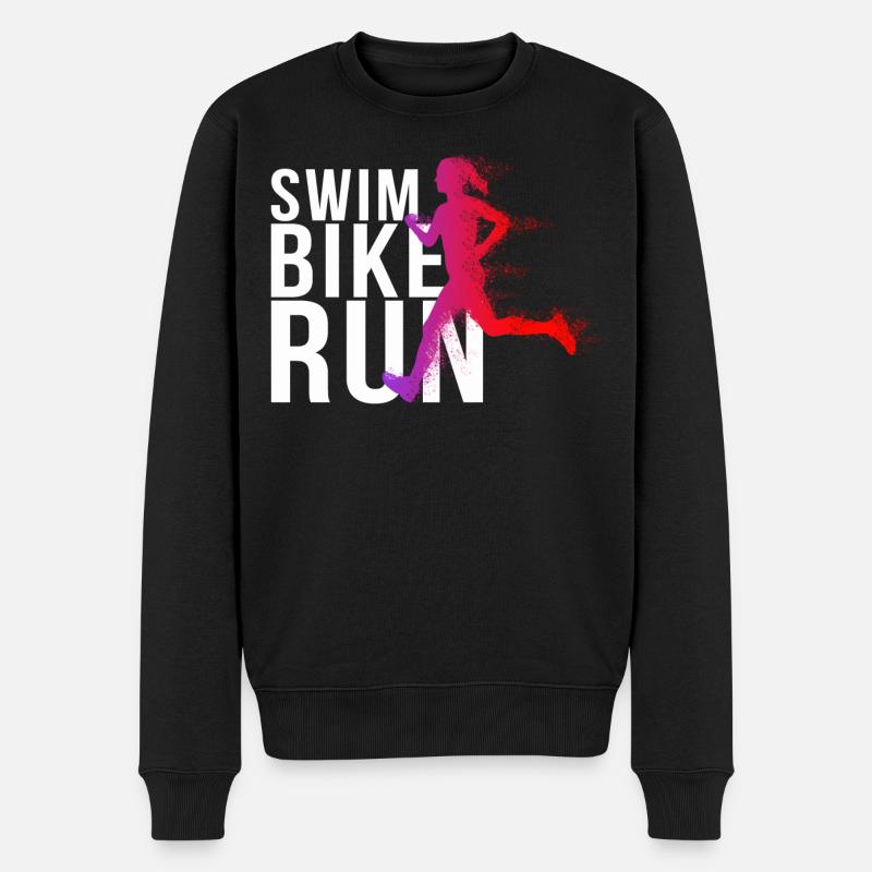 Triathlon - Femme nage, course à vélo - Pull Premium bio Homme - noir