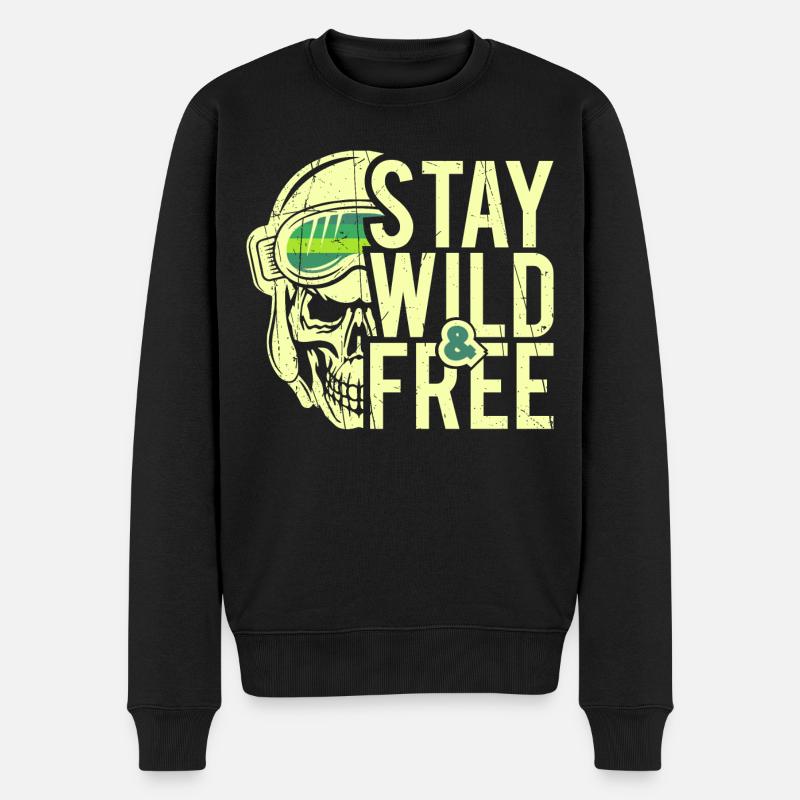 Stay Wild & Free - Männer Premium Bio Pullover - Schwarz