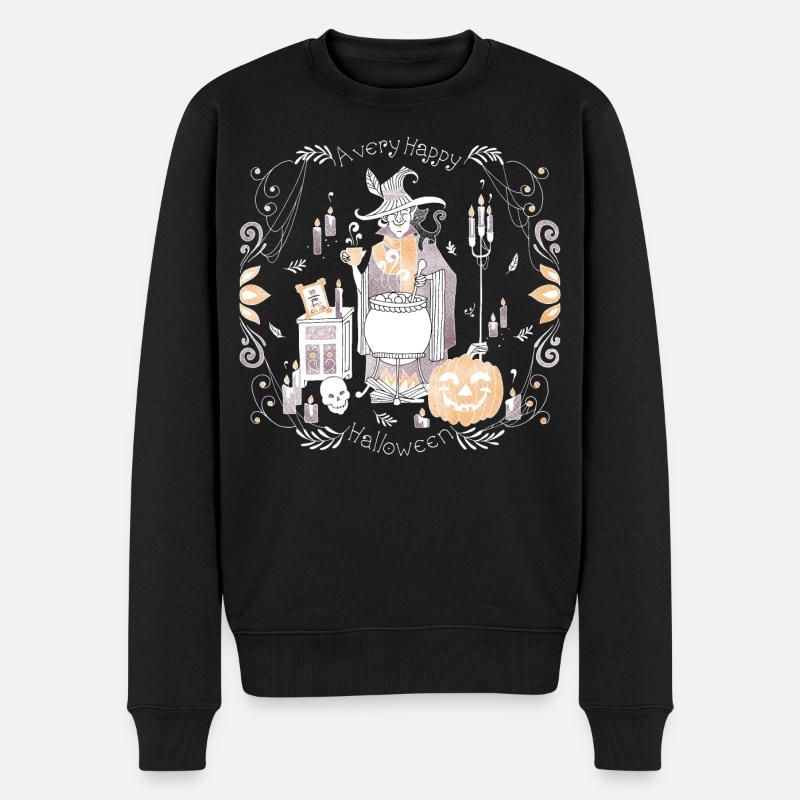 Gemütliches Halloween 2 - Männer Premium Bio Pullover - Schwarz