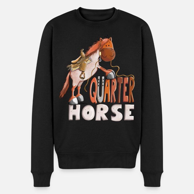 Da steht ein Quarter Horse - Männer Premium Bio Pullover - Schwarz