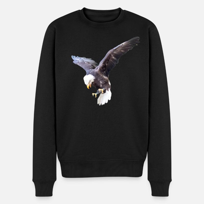 Adler im Sturzflug - Männer Premium Bio Pullover - Schwarz