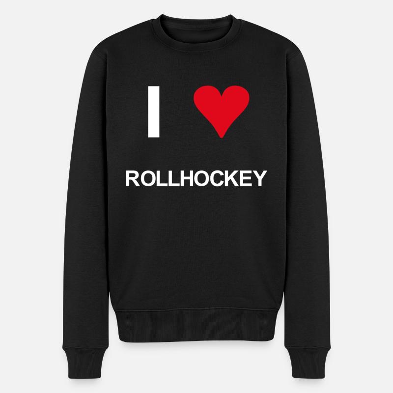 I love rollhockey - Männer Premium Bio Pullover - Schwarz