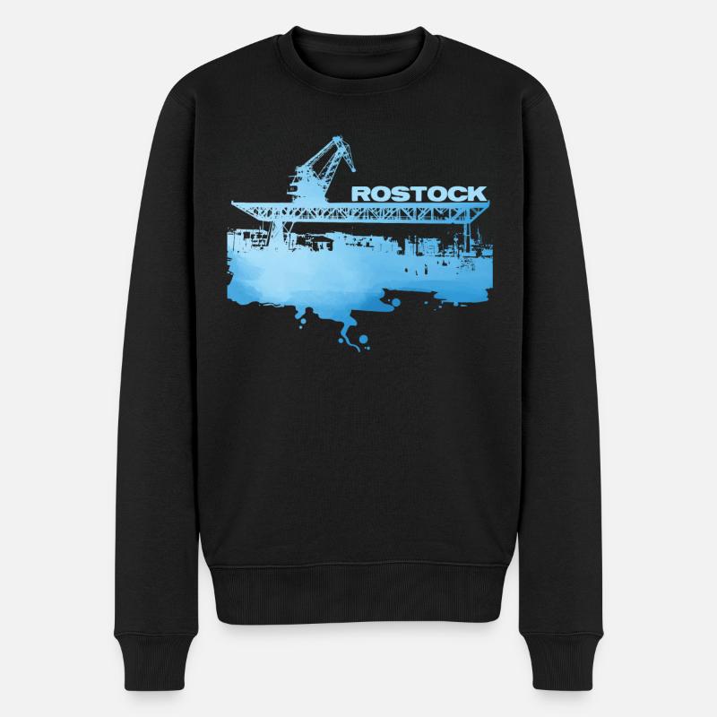 Stadthafen Rostock - Männer Premium Bio Pullover - Schwarz
