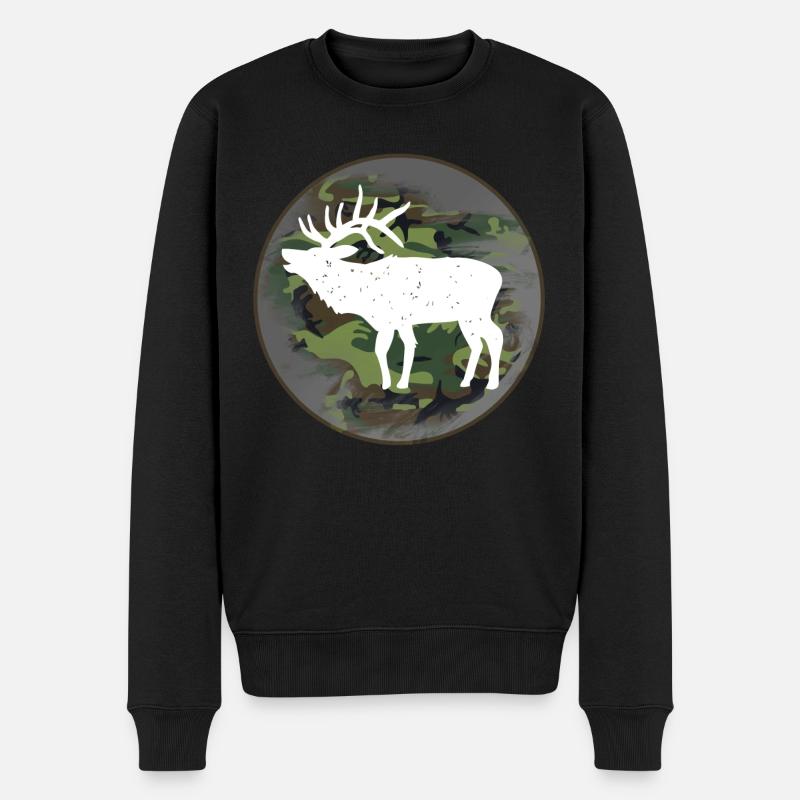 Jäger Jagen Elch - Männer Premium Bio Pullover - Schwarz