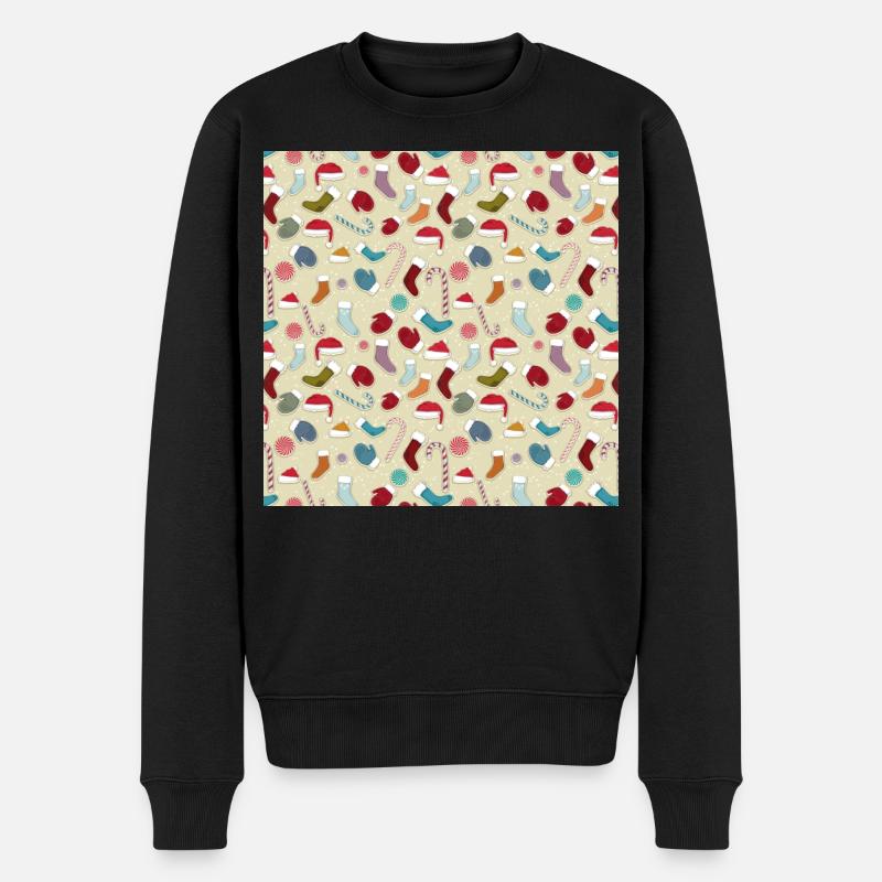 Weihnachten buttons Weihnachten noel navidad jul - Männer Premium Bio Pullover - Schwarz
