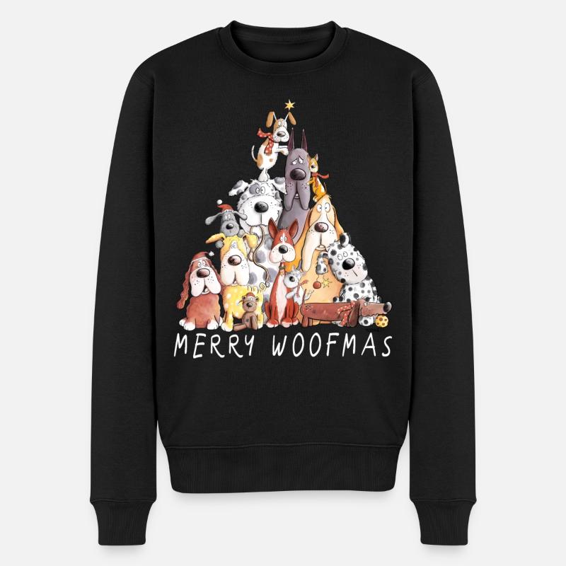 MERRY WOOFMAS Hunde Weihnachten Hundehaufen - Männer Premium Bio Pullover - Schwarz