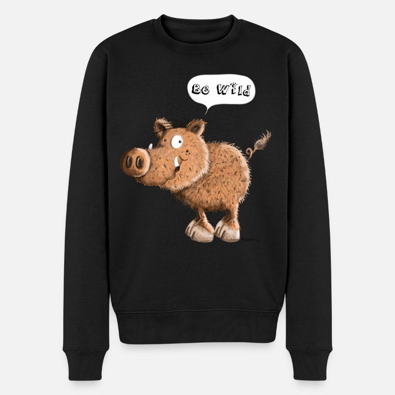 Be Wild Wildschwein - Männer Premium Bio Pullover - Schwarz
