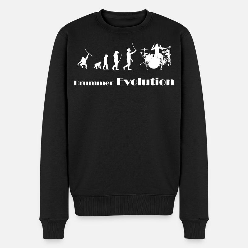 Evolution Drummer - Männer Premium Bio Pullover - Schwarz