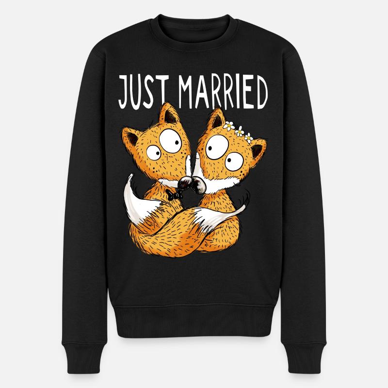 Just Married Füchse - Fuchs - Hochzeit - Comic - Männer Premium Bio Pullover - Schwarz