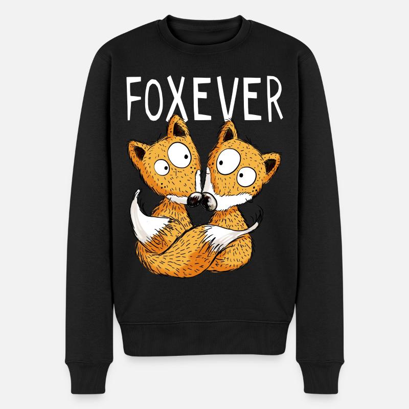 Foxever - Forever - Fuchs - Partnerschaft - Paar - Männer Premium Bio Pullover - Schwarz