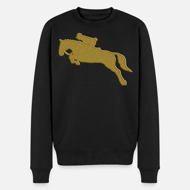 Gold Reiten - Männer Premium Bio Pullover - Schwarz