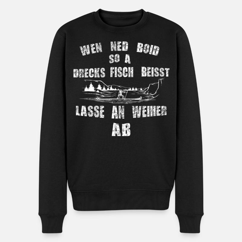 Lustige Angler Spruch Grafik - Männer Premium Bio Pullover - Schwarz