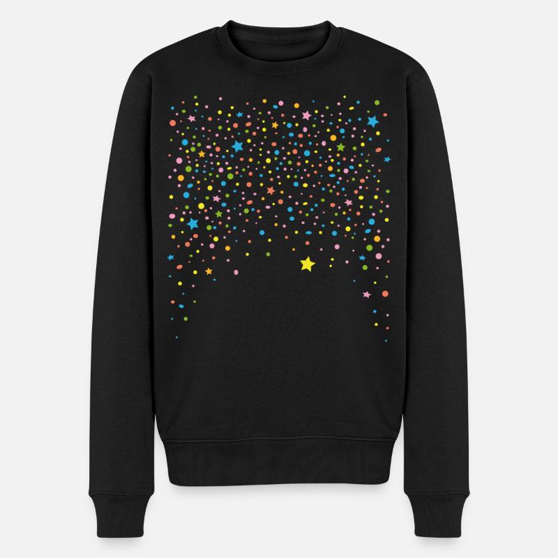 Silvester. Buntes Konfetti mit Sternen. - Männer Premium Bio Pullover - Schwarz