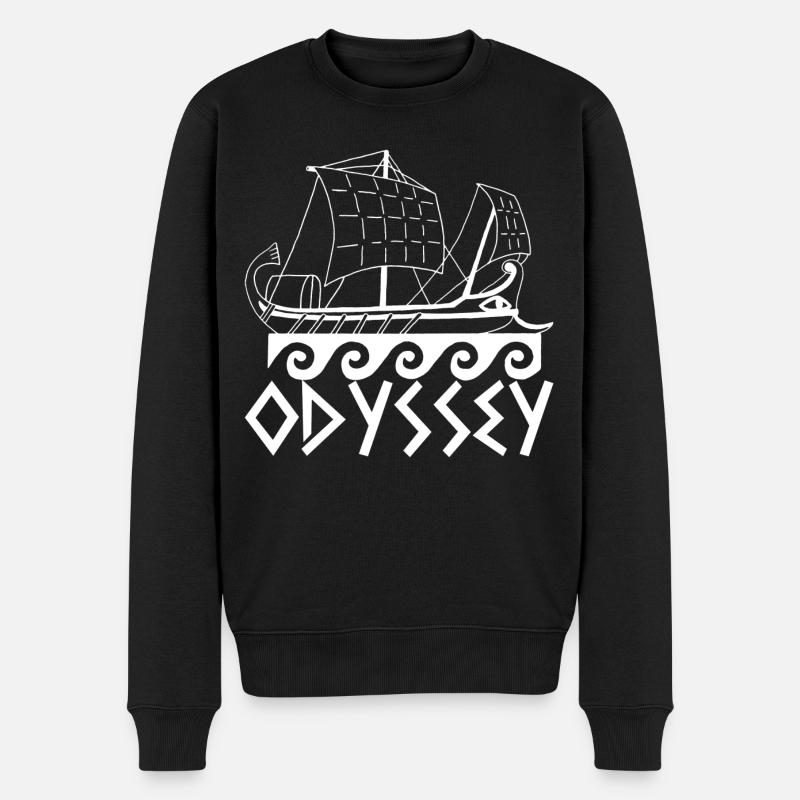 Boot und Odyssee (weiß) - Männer Premium Bio Pullover - Schwarz