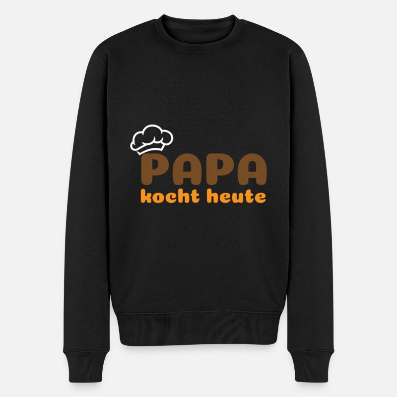 Papa kocht heute - Männer Premium Bio Pullover - Schwarz