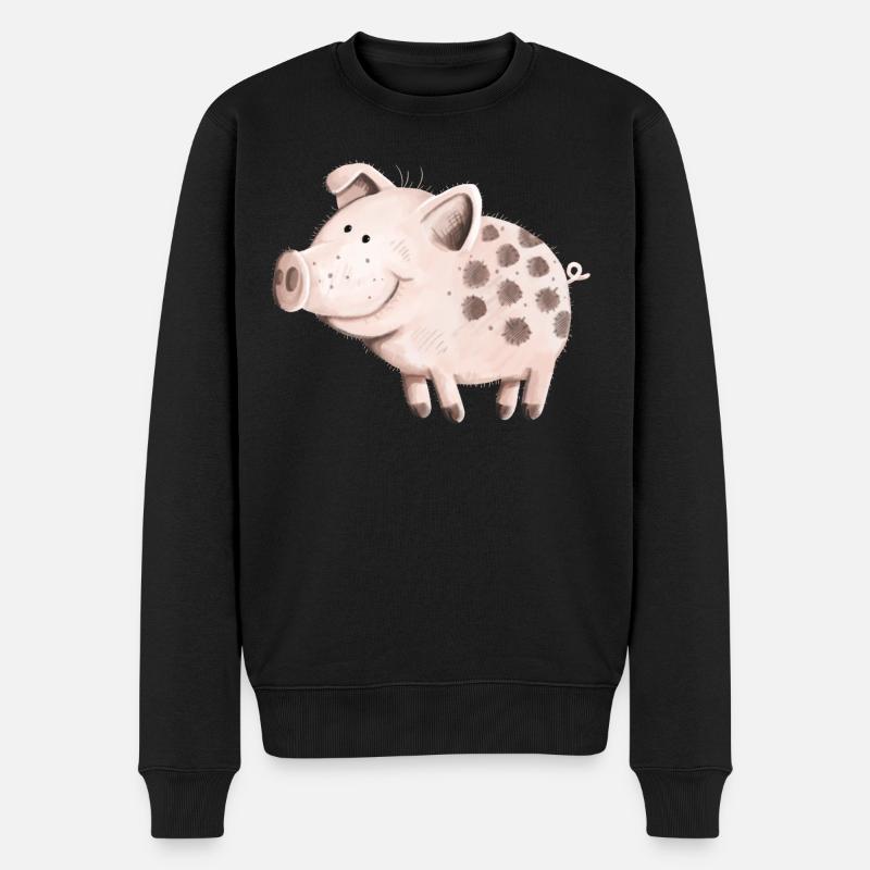 Süßes Schwein - Männer Premium Bio Pullover - Schwarz