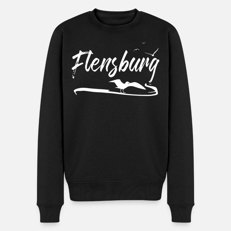 Flensburg Möwe - Männer Premium Bio Pullover - Schwarz
