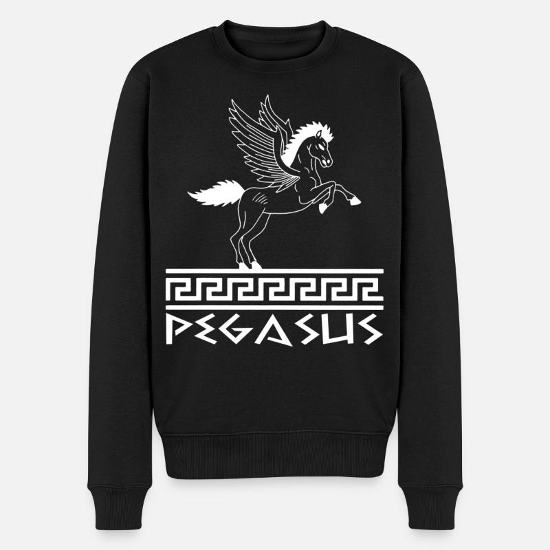 Weißes Pegasus-Pferd - Männer Premium Bio Pullover - Schwarz