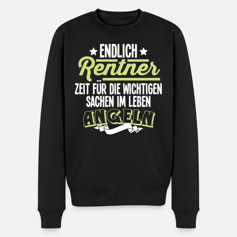 Rentner Angeln - Männer Premium Bio Pullover - Schwarz