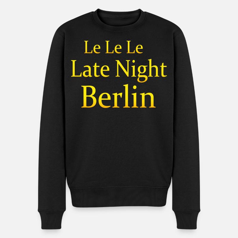 Le Le Le Late Night Berlin - Männer Premium Bio Pullover - Schwarz