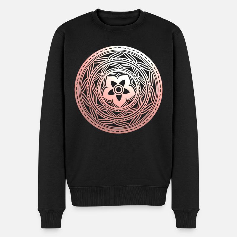 Pastellflorales Mandala-Muster - Männer Premium Bio Pullover - Schwarz