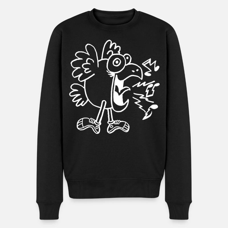 Verrückter weißer Vogel - Männer Premium Bio Pullover - Schwarz