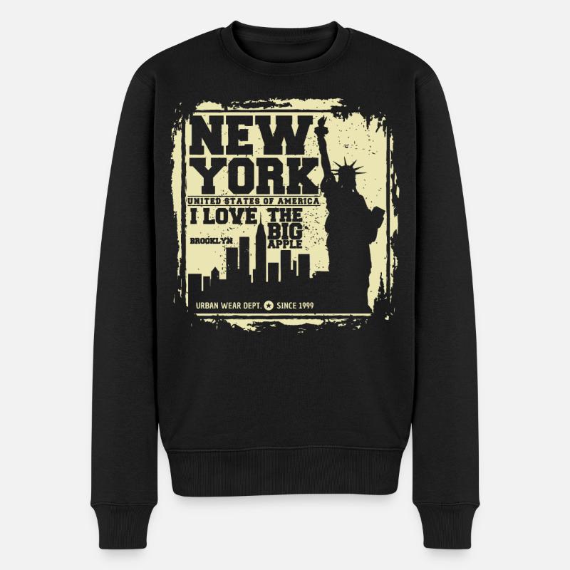 New York USA - Männer Premium Bio Pullover - Schwarz