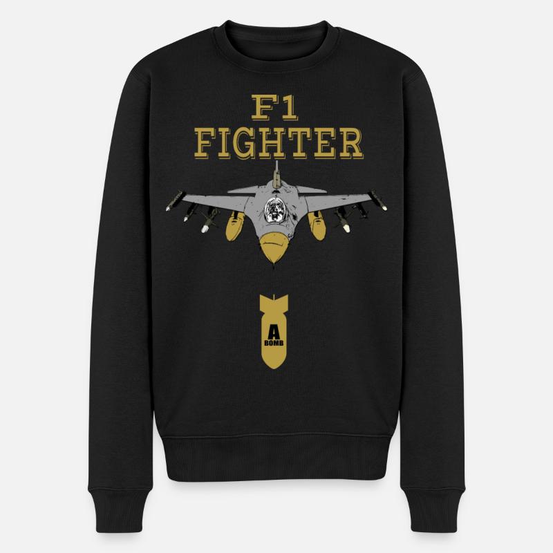 Kampfflugzeug - Männer Premium Bio Pullover - Schwarz
