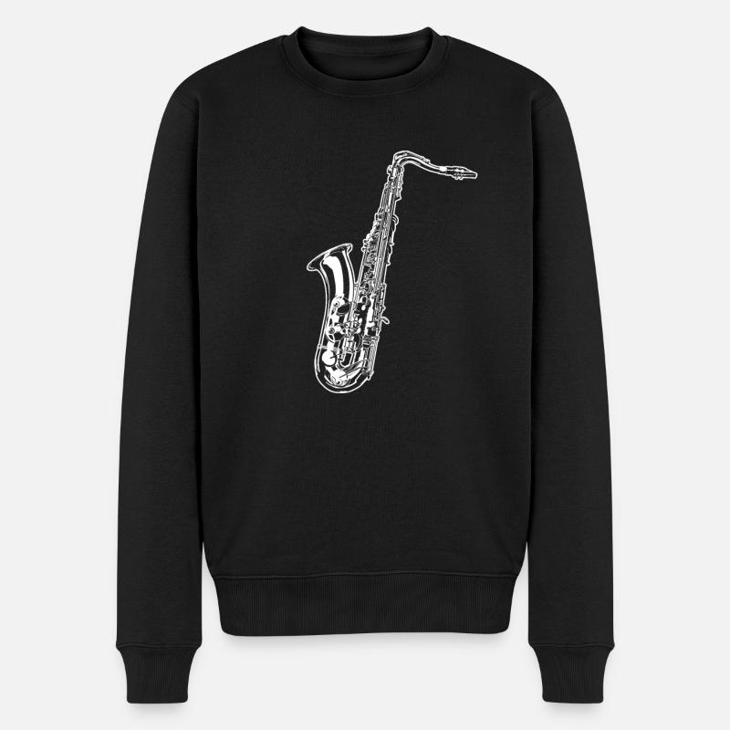 Saxophon - Männer Premium Bio Pullover - Schwarz
