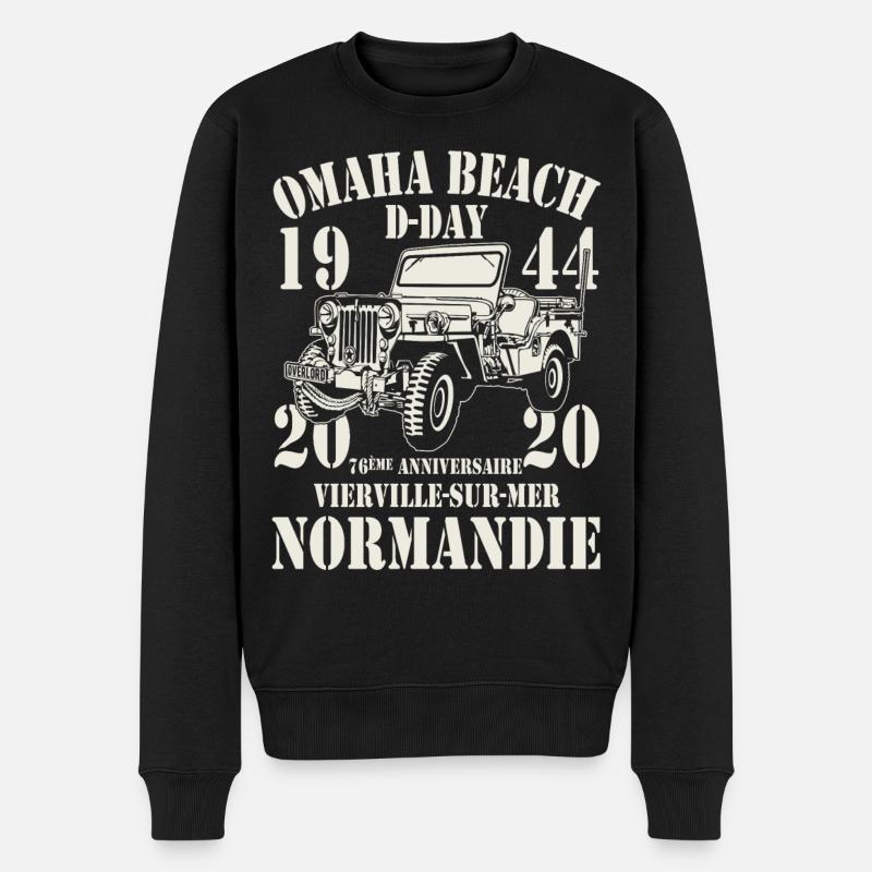 Omaha Beach D-Day 1944-2020 76ème Anniversaire - Pull Premium bio Homme - noir