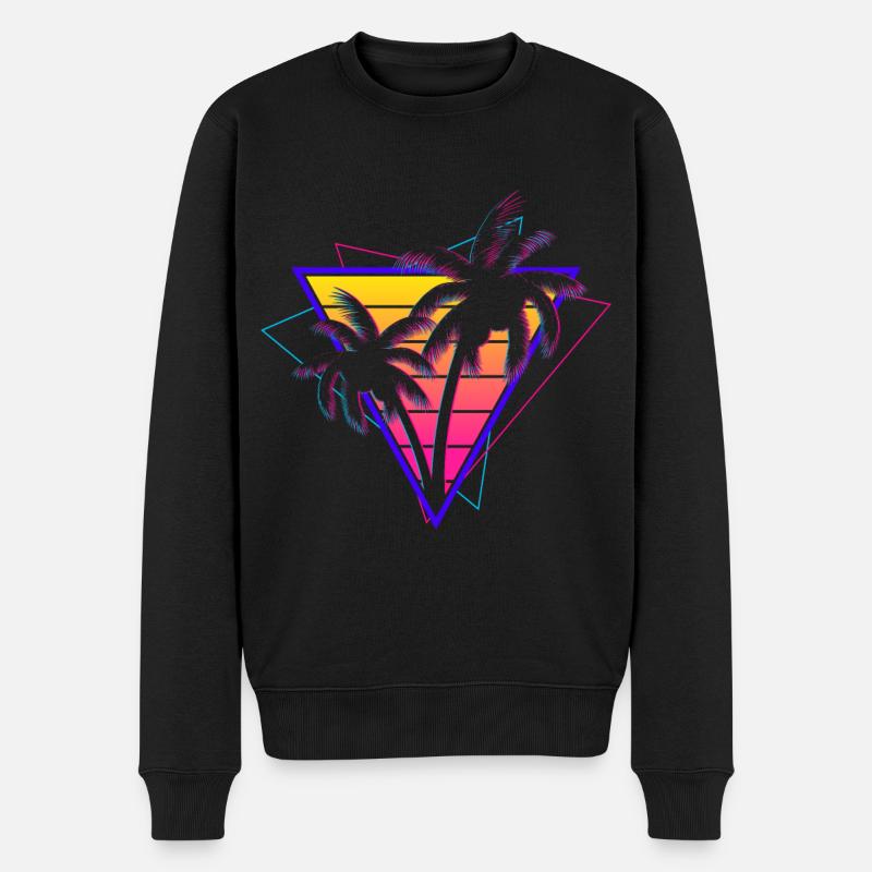 Synthwave Vaporwave Sunset Retro 80er 90er Jahre - Männer Premium Bio Pullover - Schwarz